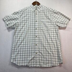 Columbia Sportswear Men's M Plaid Short Sleeve Button Down Shirt 100% Cotton